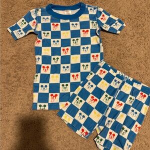 Hanna Andersson Blue and White Checkered Mickey Mouse Pajama Set